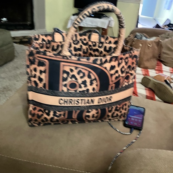 Christian Dior cheetah print canvas tote xl (fits books files laptops and more - Picture 3 of 6